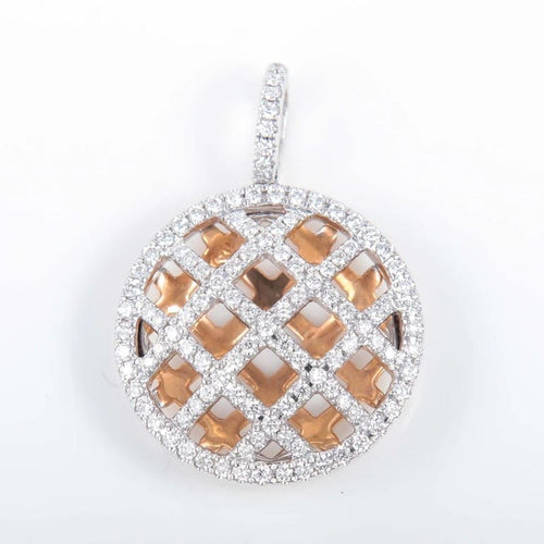 Pendentif Pendentif - Croisée de lignes en or blanc et jaune 18K et diamants 58 Facettes