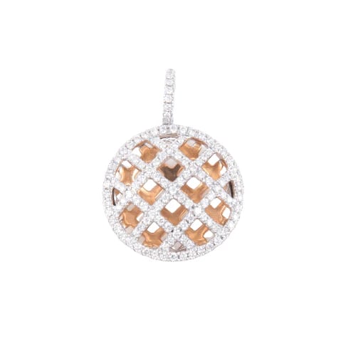 Pendentif Pendentif - Croisée de lignes en or blanc et jaune 18K et diamants 58 Facettes