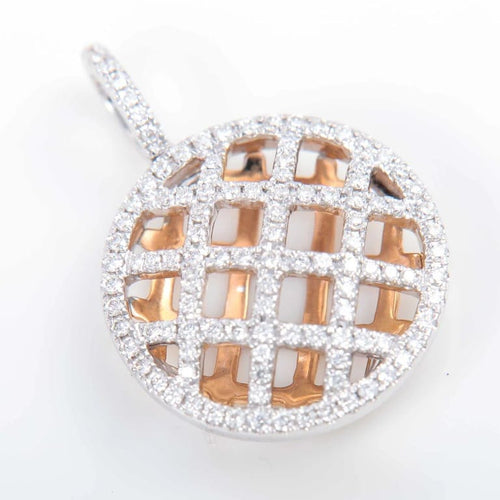 Pendentif Pendentif - Croisée de lignes en or blanc et jaune 18K et diamants 58 Facettes