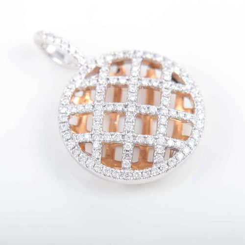 Pendentif Pendentif - Croisée de lignes en or blanc et jaune 18K et diamants 58 Facettes