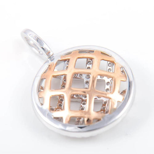 Pendentif Pendentif - Croisée de lignes en or blanc et jaune 18K et diamants 58 Facettes