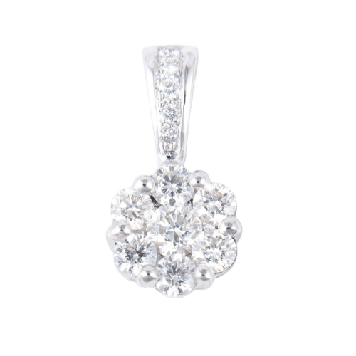 Pendentif Pendentif marguerite en or blanc 18K pavé de diamants 58 Facettes