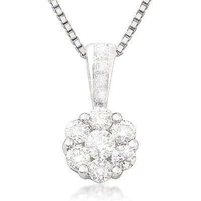 Pendentif Pendentif marguerite en or blanc 18K pavé de diamants 58 Facettes