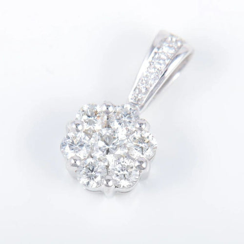 Pendentif Pendentif marguerite en or blanc 18K pavé de diamants 58 Facettes