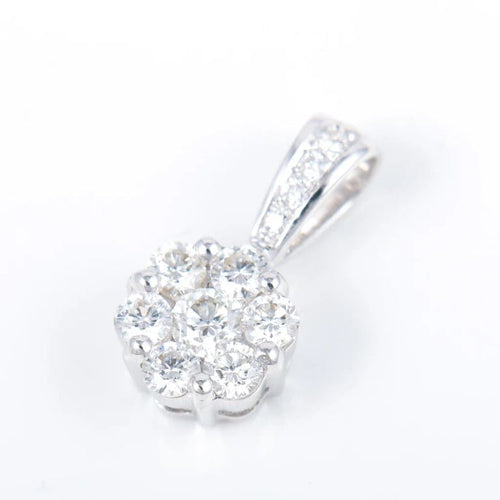 Pendentif Pendentif marguerite en or blanc 18K pavé de diamants 58 Facettes