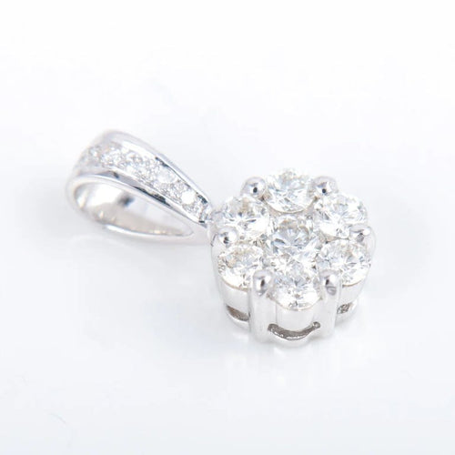 Pendentif Pendentif marguerite en or blanc 18K pavé de diamants 58 Facettes