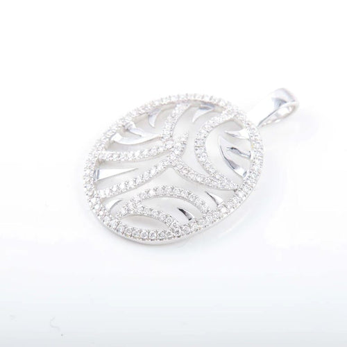 Pendentif Pendentif circulaire en or blanc 18K et diamants 58 Facettes