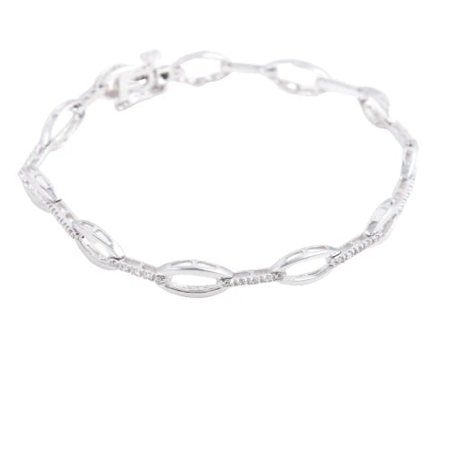 Bracelet Bracelet chaîne en or blanc 18K et diamants 58 Facettes