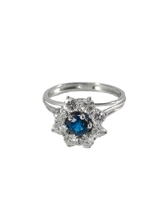 Bague 57 Bague entourage saphir en or blanc 18 carats et diamants 58 Facettes 4125130