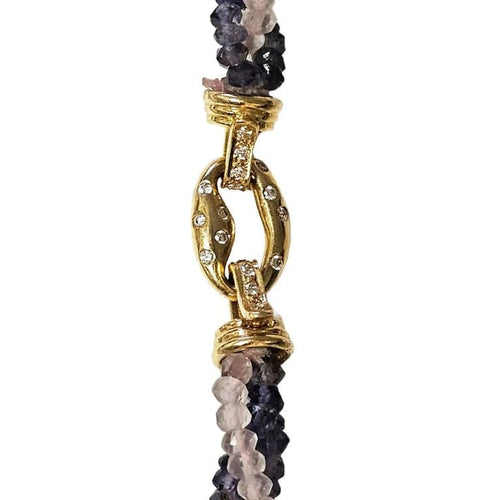 Bracelet Bracelet tressé en iolite et quartz rose, fermoir en or jaune et diamants 58 Facettes 42250018