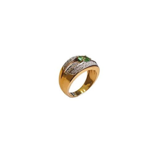 Bague 55 Bague en or jaune avec tourmaline verte et diamants 58 Facettes 41650034