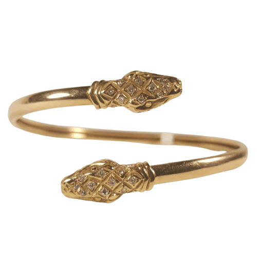Bracelet Bracelet duo serpent en or jaune et diamants 58 Facettes
