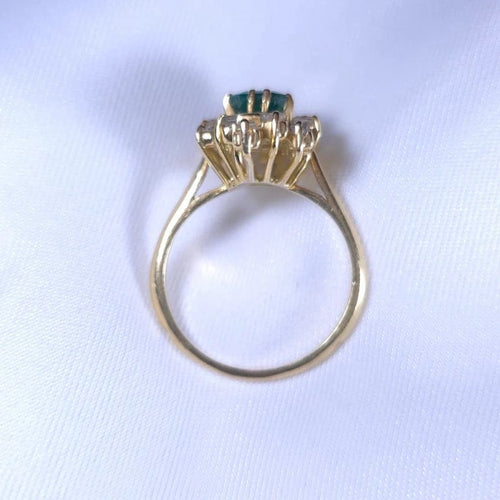 Bague 58 Bague Art déco en or jaune 750 avec émeraude et diamants 58 Facettes