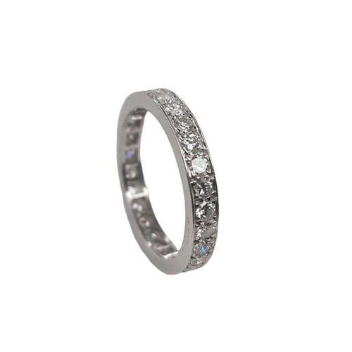 Bague 57 Alliance américaine en or blanc 750 sertie de diamants 58 Facettes