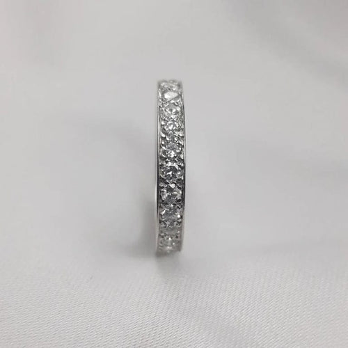 Bague 57 Alliance américaine en or blanc 750 sertie de diamants 58 Facettes