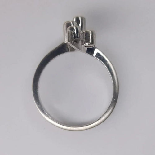 Bague 52 Bague Art déco en or blanc 750 avec saphirs et diamants 58 Facettes