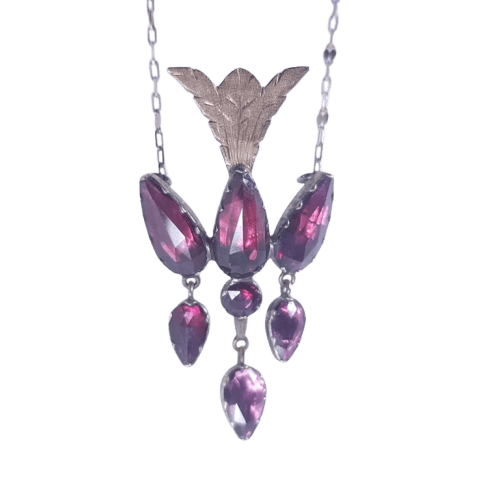 Pendentif Pendentif ancien colombe Saint-Esprit en or rose 750 et grenats 58 Facettes