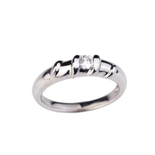 Bague 53 Bague en or blanc 18 carats avec diamant 0,15 ct 58 Facettes