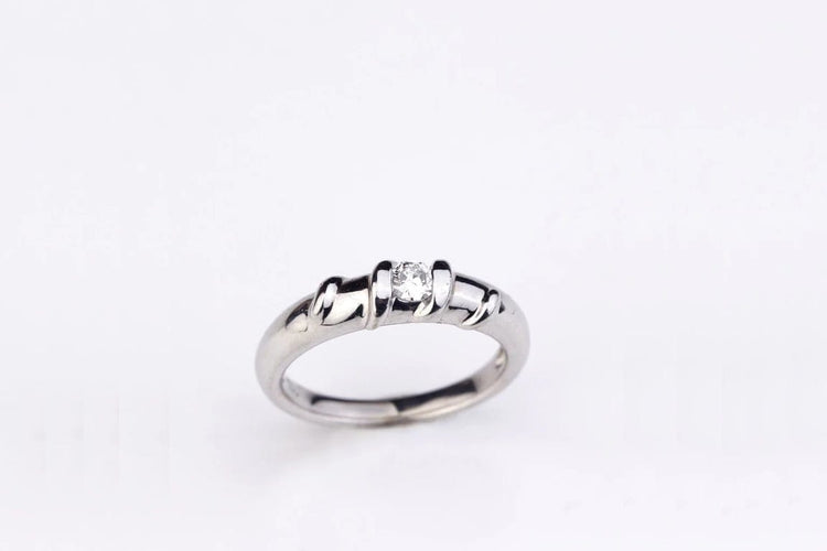 Bague 53 Bague en or blanc 18 carats avec diamant 0,15 ct 58 Facettes