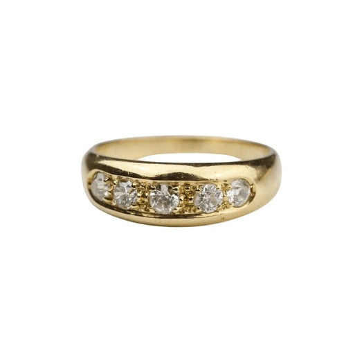Bague 56 Bague jonc 5 diamants en or jaune 18 carats 58 Facettes