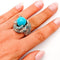 Bague 55 Bague en or blanc 18 carats avec diamants et turquoise 58 Facettes