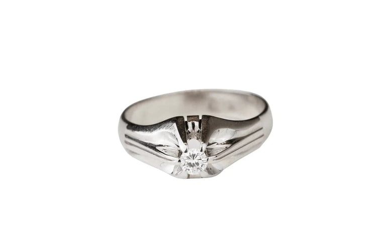 Bague 60 Bague en or blanc 18 carats sertie d’un diamant 58 Facettes
