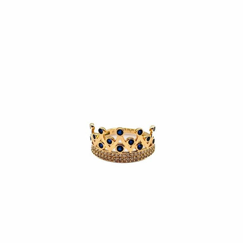 Bague 54.5 Bague couronne en or jaune 14 carats, spinelle et diamants 58 Facettes 21019449
