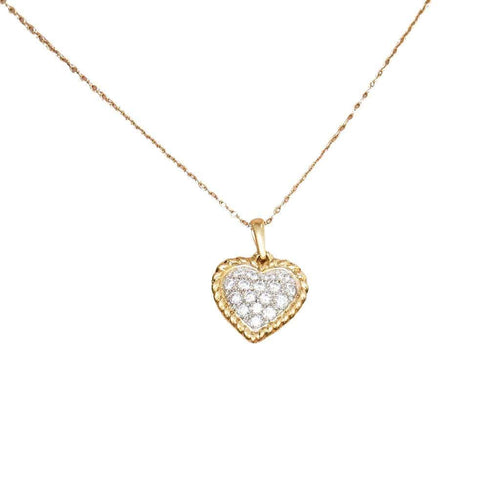 Pendentif Van Cleef & Arpels - Pendentif cœur pavé de diamants en or jaune et platine 58 Facettes MB6