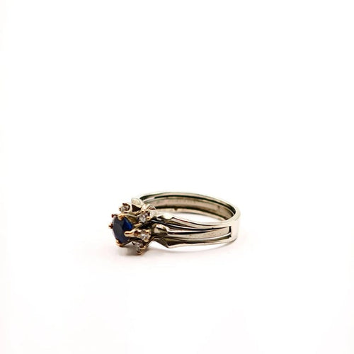 Bague 54 Bague de fiançailles en or blanc 18 carats, saphir et diamants 58 Facettes 21006623