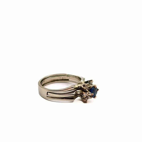 Bague 54 Bague de fiançailles en or blanc 18 carats, saphir et diamants 58 Facettes 21006623