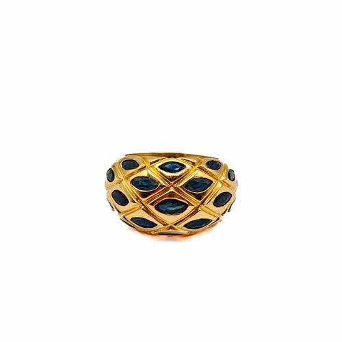 Bague 58 Bague en or jaune 18 ct sertie de saphirs taille marquise 58 Facettes 21024047