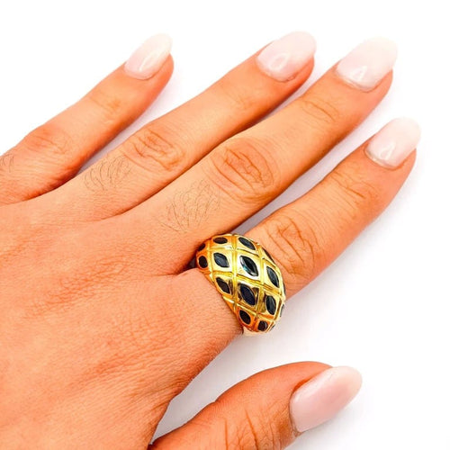 Bague 58 Bague en or jaune 18 ct sertie de saphirs taille marquise 58 Facettes 21024047