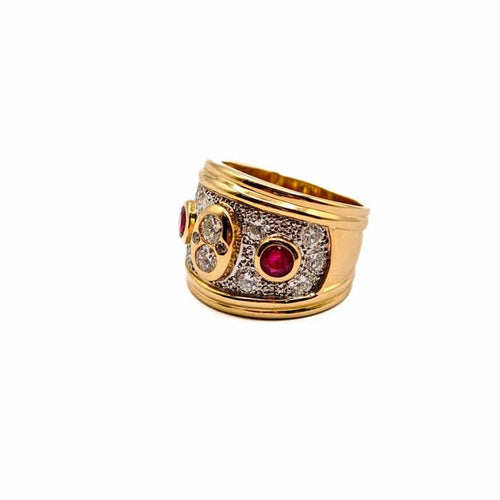 Bague 56 Bague en or jaune 18 carats sertie de diamants et rubis 58 Facettes 21023682