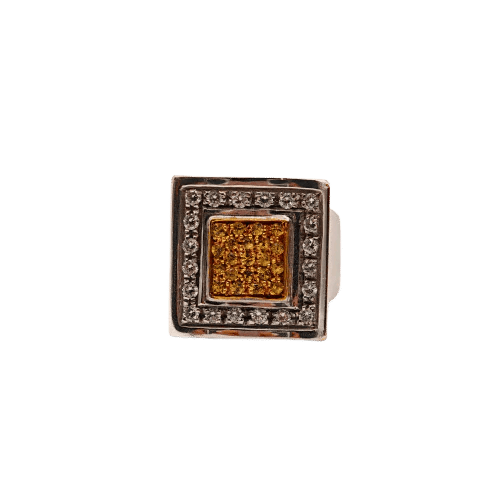 Bague 54 Bague en or blanc et jaune 18 carats avec saphirs jaunes et diamants 58 Facettes 21002809