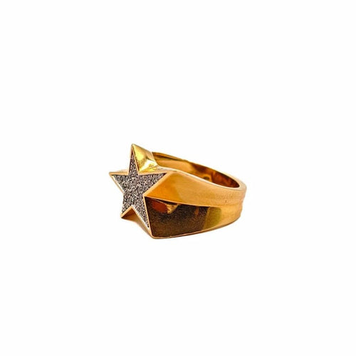 Bague 51.5 Bague étoile en or jaune 18 carats et diamants pavés 58 Facettes 21021008