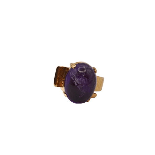Bague 55 Bague vintage en or jaune 18 carats avec améthyste cabochon 58 Facettes 21002649