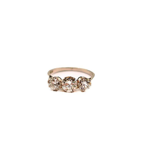 Bague 57 Bague trois pierres en platine avec diamants taille ancienne 58 Facettes 21026706