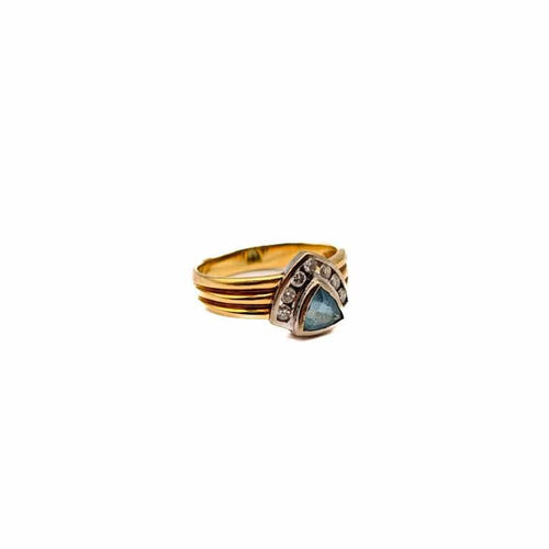 Bague 54 Bague en or jaune 18 carats, aigue-marine et diamants 58 Facettes 21015649