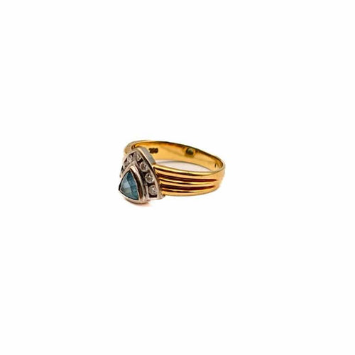 Bague 54 Bague en or jaune 18 carats, aigue-marine et diamants 58 Facettes 21015649