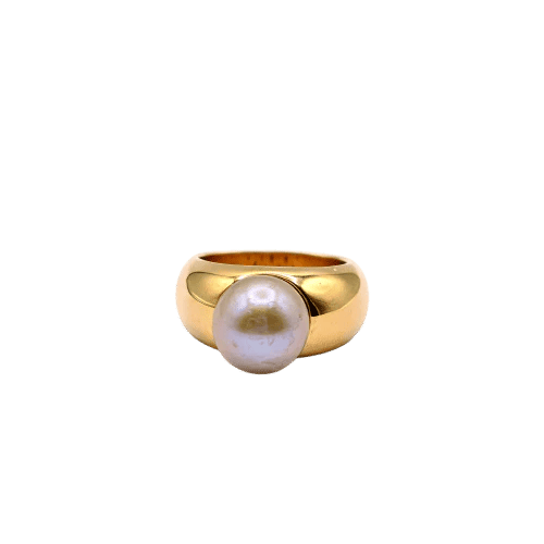 Bague 54 Bague vintage en or jaune 14 carats et perle de Tahiti 58 Facettes 21003042
