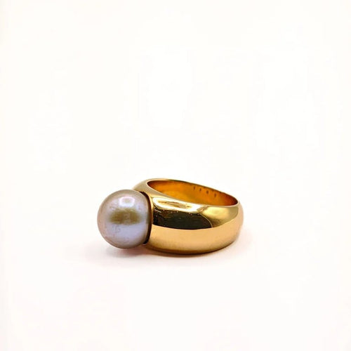 Bague 54 Bague vintage en or jaune 14 carats et perle de Tahiti 58 Facettes 21003042