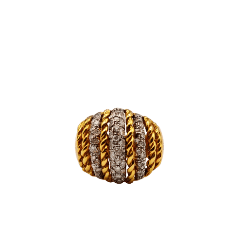 Bague 57 Bague vintage en or jaune et blanc 18 carats et diamants 58 Facettes 21003004