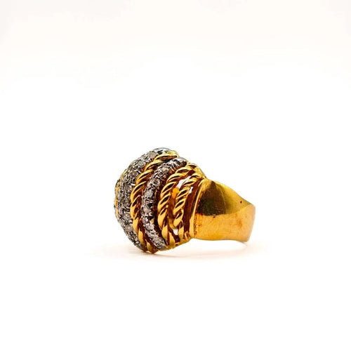 Bague 57 Bague vintage en or jaune et blanc 18 carats et diamants 58 Facettes 21003004