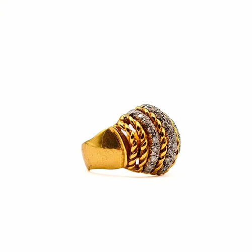 Bague 57 Bague vintage en or jaune et blanc 18 carats et diamants 58 Facettes 21003004