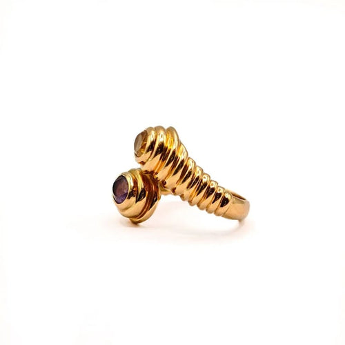 Bague 54 Bague vintage en or jaune 18 carats, citrine et améthyste 58 Facettes 21024306