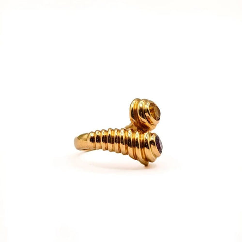 Bague 54 Bague vintage en or jaune 18 carats, citrine et améthyste 58 Facettes 21024306