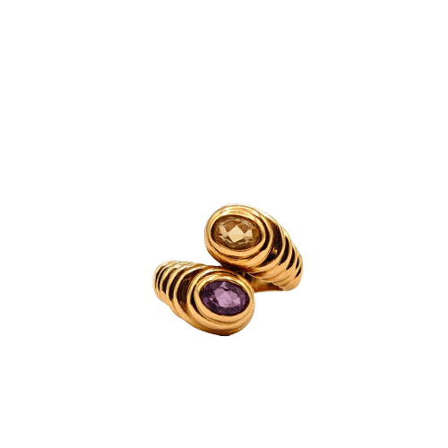 Bague 54 Bague vintage en or jaune 18 carats, citrine et améthyste 58 Facettes 21024306