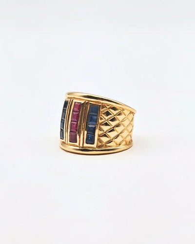 Bague 56 Bague saphirs et rubis en or jaune 18 carats 58 Facettes 21025068