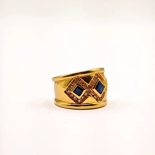 Bague 44 Bague vintage en or jaune 18 carats, saphirs et diamants 58 Facettes 21024368
