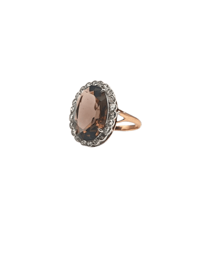Bague 56 Bague en or jaune 15 carats au quartz fumé ovale 58 Facettes 21020469